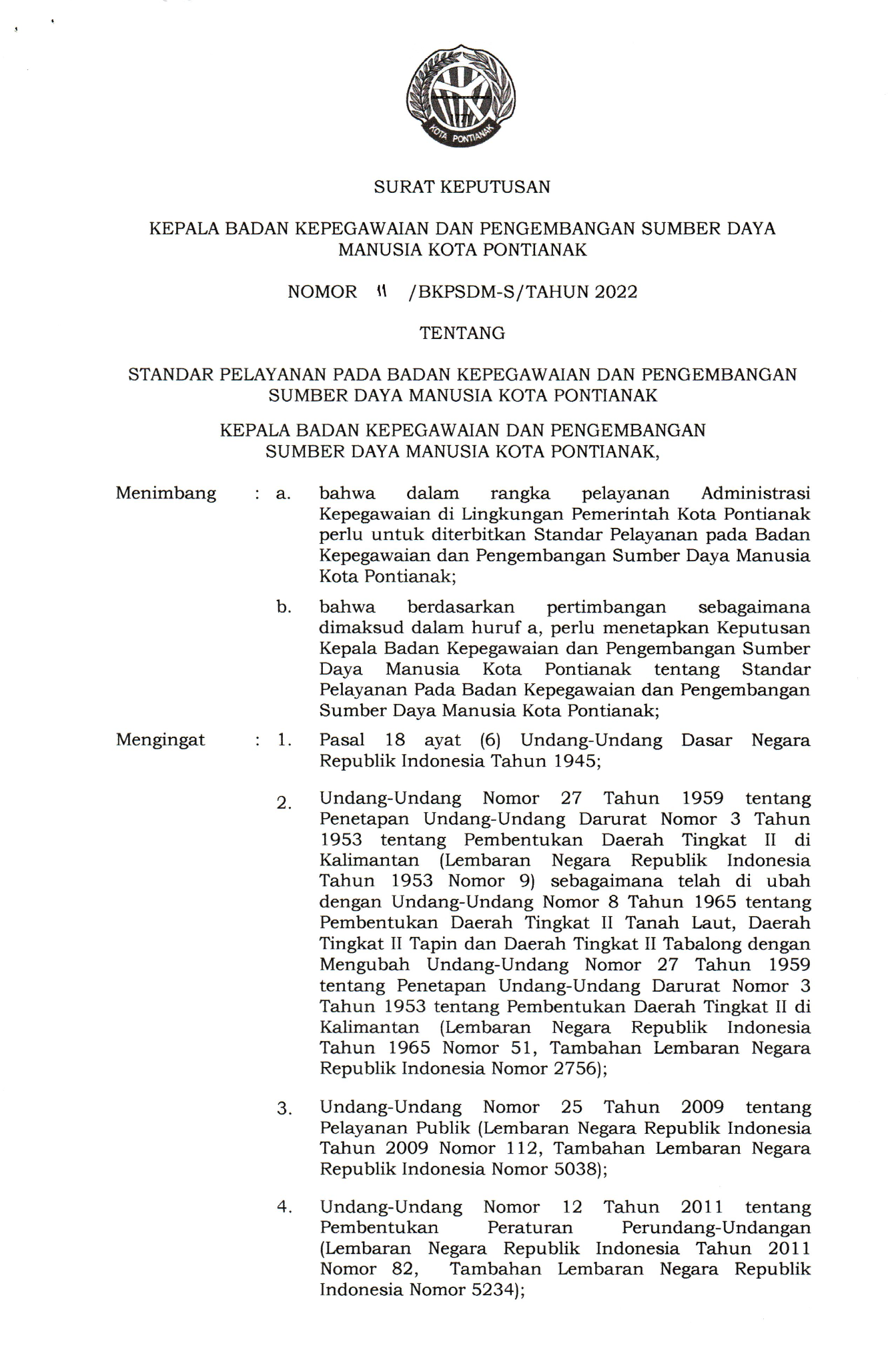 Standar Pelayanan 1
